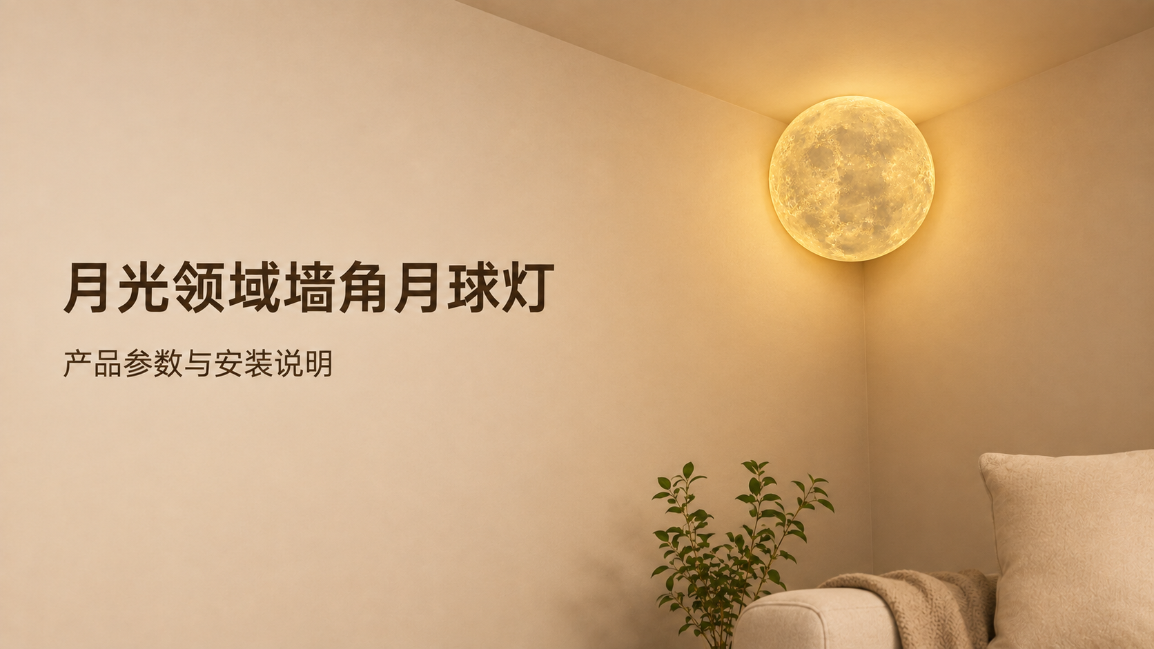 月光领域墙角月球灯产品参数与安装说明